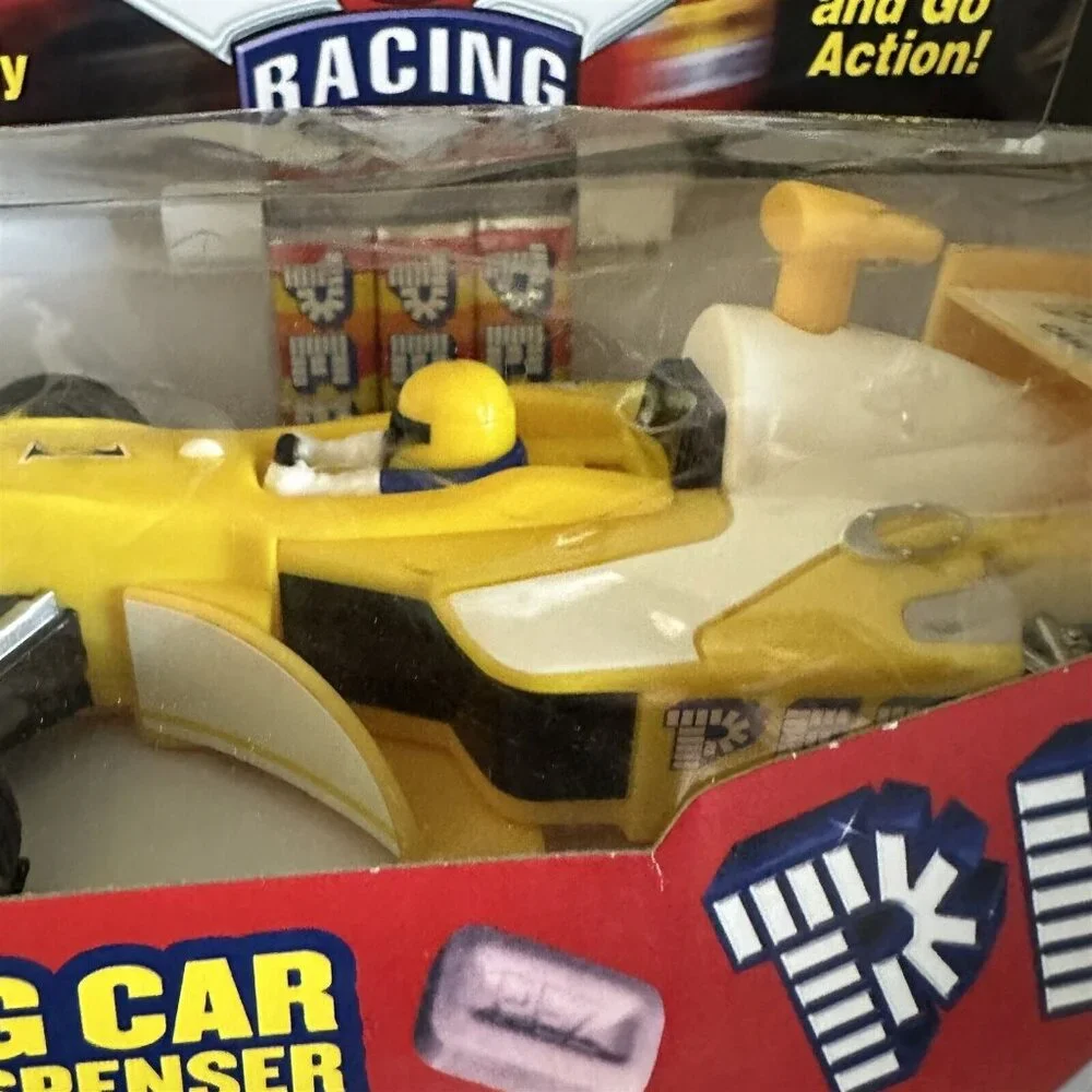 Pez Toys Racing Car Candy Dispenser Pull And Go Action Formula 1 Race Yellow